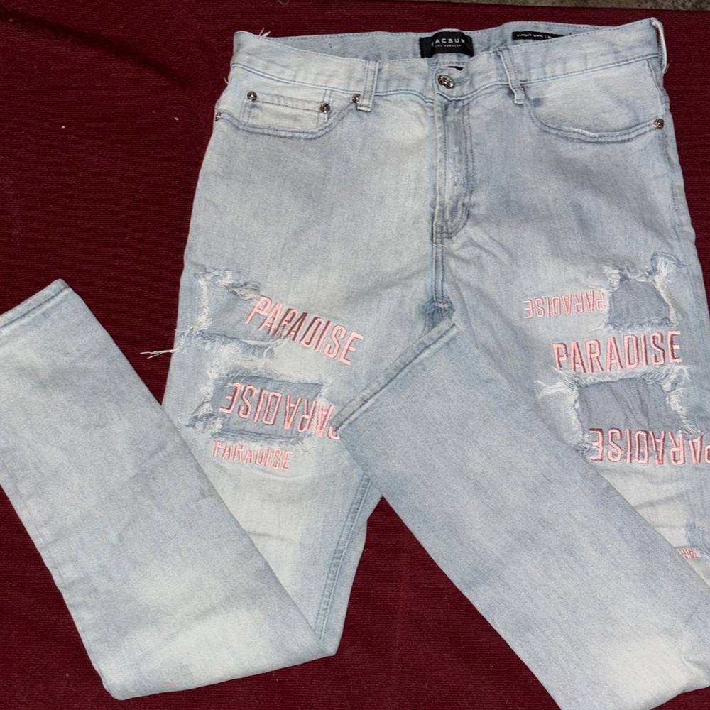 PacSun Light Wash Stacked Skinny Jeans - Light Blue